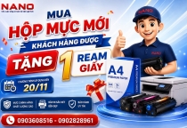 KHUYẾN MÃI MỰC IN: MUA HỘP MỰC MỚI - TẶNG NGAY 1 REAM GIẤY A4