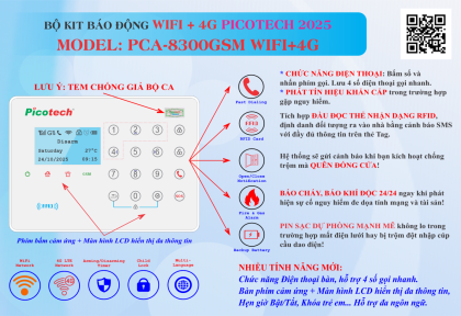 (HOT) TRUNG TÂM BÁO ĐỘNG PICOTECH PCA-8300GSM WIFI+4G – THÊM CHỨC NĂNG NHƯNG GIÁ KHÔNG ĐỔI